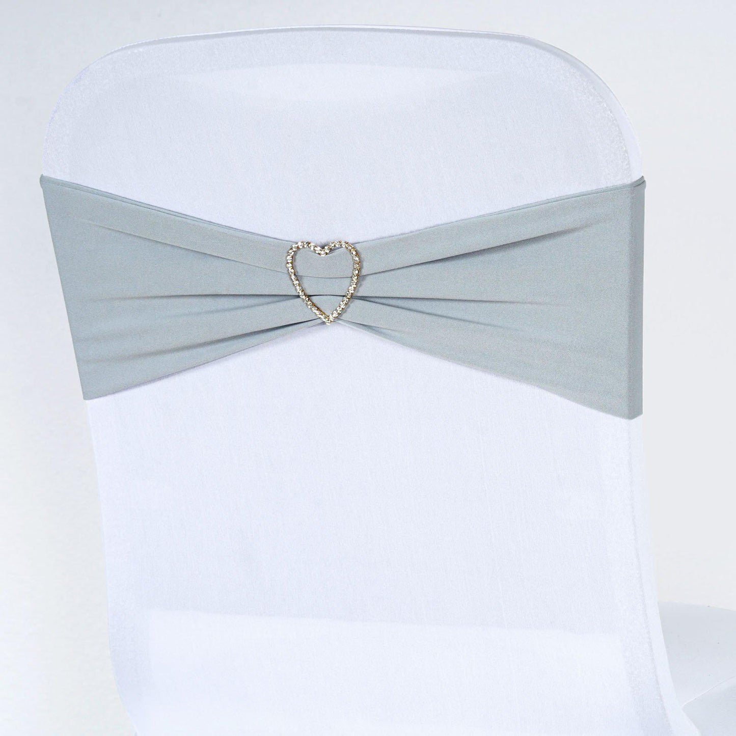 5 Pack Stretch Spandex Chair Sashes Silver - Fitted Finish Two Ply Heavy Duty Chair Bands 5"x12" - NestOCart