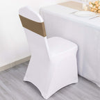 5 Pack Stretch Spandex Chair Sashes Taupe - Fitted Finish Two Ply Heavy Duty Chair Bands 5"x12" - Bell Racket Store