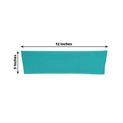 5 Pack Stretch Spandex Chair Sashes Turquoise - Fitted Finish Two Ply Heavy Duty Chair Bands 5"x12" - NestOCart