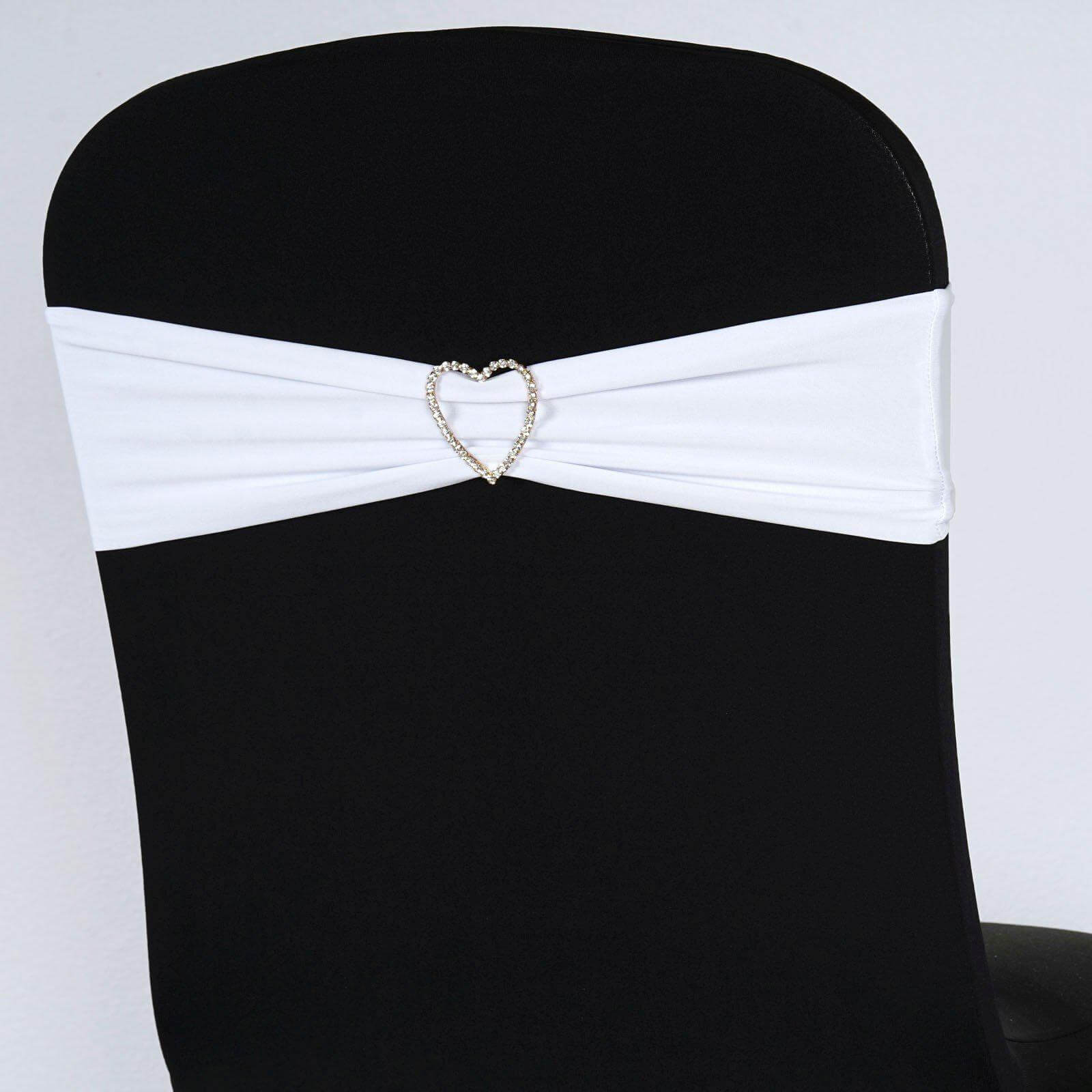 5 Pack Stretch Spandex Chair Sashes White - Fitted Finish Two Ply Heavy Duty Chair Bands 5"x12" - NestOCart