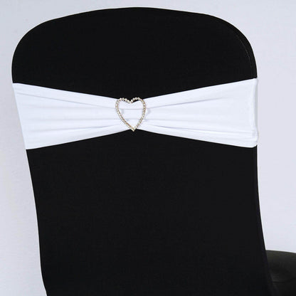 5 Pack Stretch Spandex Chair Sashes White - Fitted Finish Two Ply Heavy Duty Chair Bands 5"x12" - NestOCart