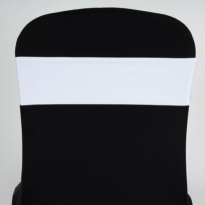 5 Pack Stretch Spandex Chair Sashes White - Fitted Finish Two Ply Heavy Duty Chair Bands 5"x12" - NestOCart