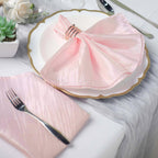 5 Pack Taffeta 20"x20" Napkins Blush - Accordion Crinkle Dinner Napkins