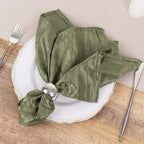 5 Pack Taffeta 20"x20" Napkins Dusty Sage Green - Accordion Crinkle Dinner Napkins - Bell Racket Store