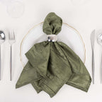 5 Pack Taffeta 20"x20" Napkins Dusty Sage Green - Accordion Crinkle Dinner Napkins - Bell Racket Store