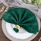 5 Pack Taffeta 20"x20" Napkins Hunter Emerald Green - Accordion Crinkle Dinner Napkins - Bell Racket Store