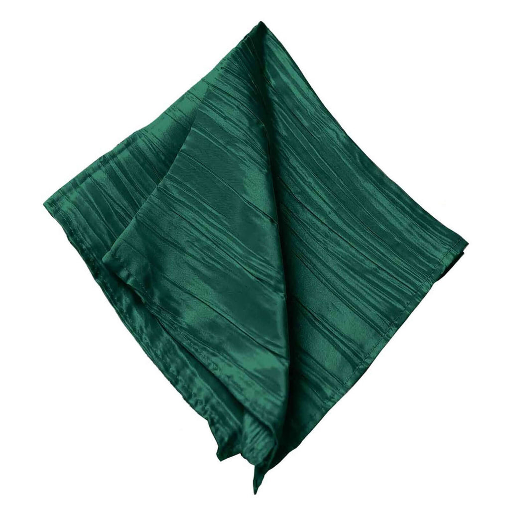 5 Pack Taffeta 20"x20" Napkins Hunter Emerald Green - Accordion Crinkle Dinner Napkins - Bell Racket Store