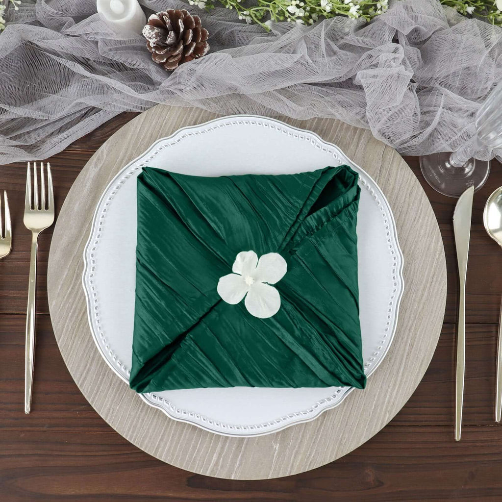 5 Pack Taffeta 20"x20" Napkins Hunter Emerald Green - Accordion Crinkle Dinner Napkins - Bell Racket Store