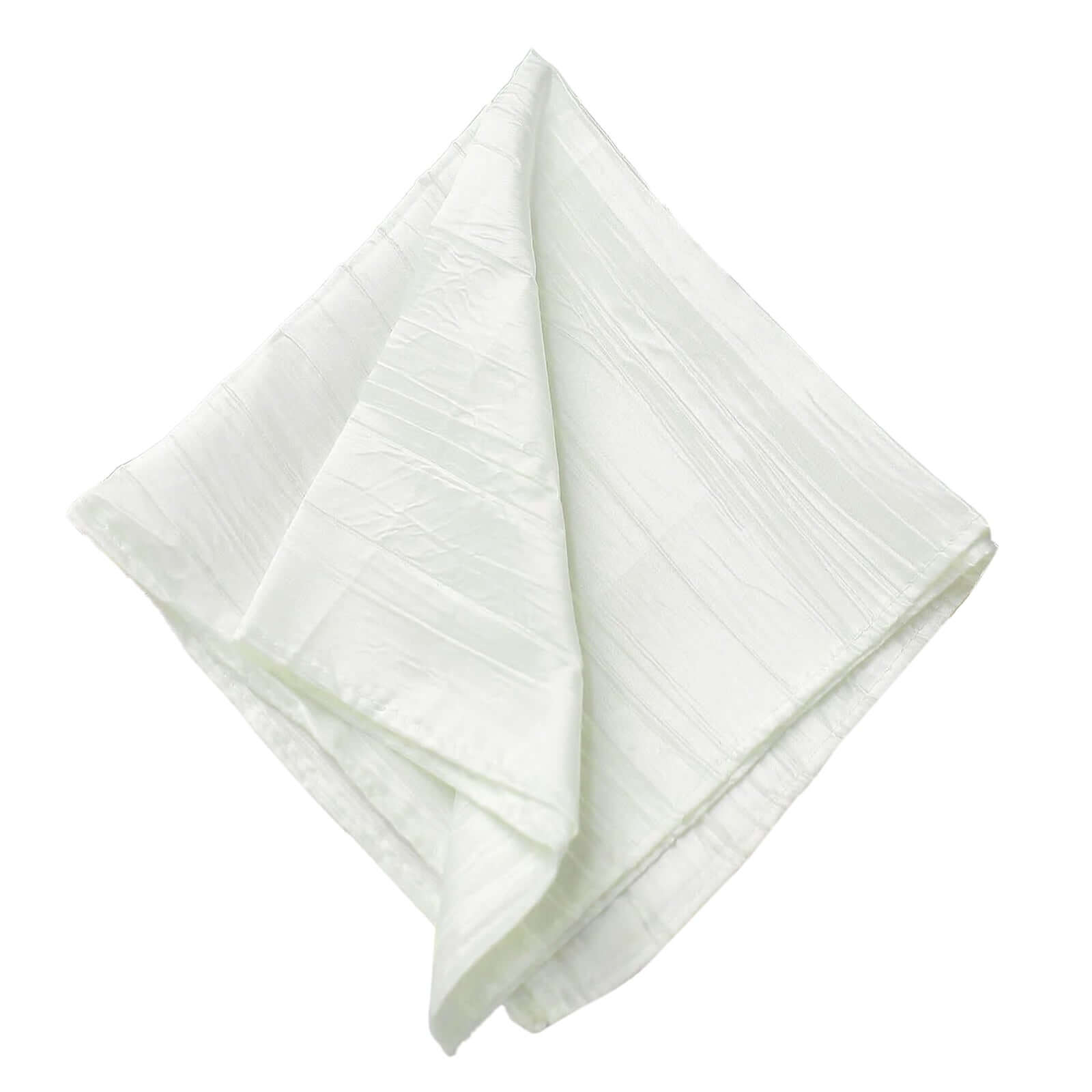 5 Pack Taffeta 20"x20" Napkins Ivory - Accordion Crinkle Dinner Napkins