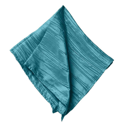 5 Pack Taffeta 20"x20" Napkins Peacock Teal - Accordion Crinkle Dinner Napkins - Bell Racket Store