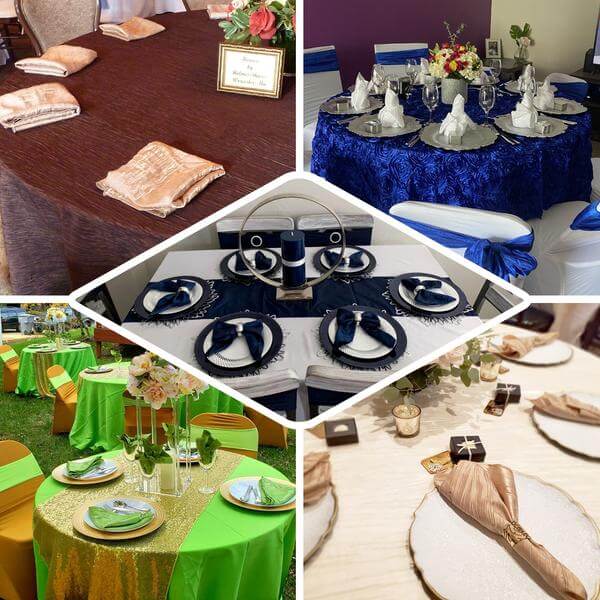 5 Pack Taffeta 20"x20" Napkins Peacock Teal - Accordion Crinkle Dinner Napkins - Bell Racket Store