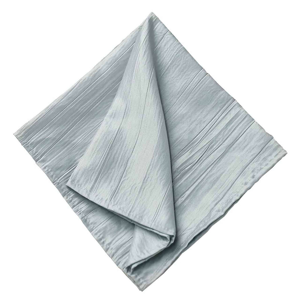 5 Pack Taffeta 20"x20" Napkins Silver - Accordion Crinkle Dinner Napkins