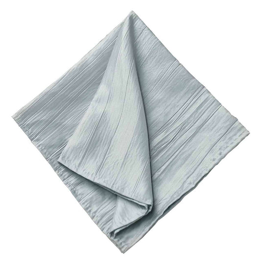 5 Pack Taffeta 20"x20" Napkins Silver - Accordion Crinkle Dinner Napkins