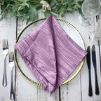 5 Pack Taffeta 20"x20" Napkins Violet Amethyst - Accordion Crinkle Dinner Napkins - Bell Racket Store