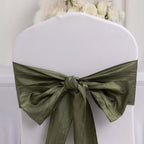 5 Pack Taffeta 6"x106" Chair Sashes Dusty Sage Green Accordion Crinkle Texture - Stylish Decor for Weddings & Gatherings - Bell Racket Store
