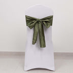 5 Pack Taffeta 6"x106" Chair Sashes Dusty Sage Green Accordion Crinkle Texture - Stylish Decor for Weddings & Gatherings - Bell Racket Store