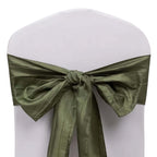 5 Pack Taffeta 6"x106" Chair Sashes Dusty Sage Green Accordion Crinkle Texture - Stylish Decor for Weddings & Gatherings - Bell Racket Store