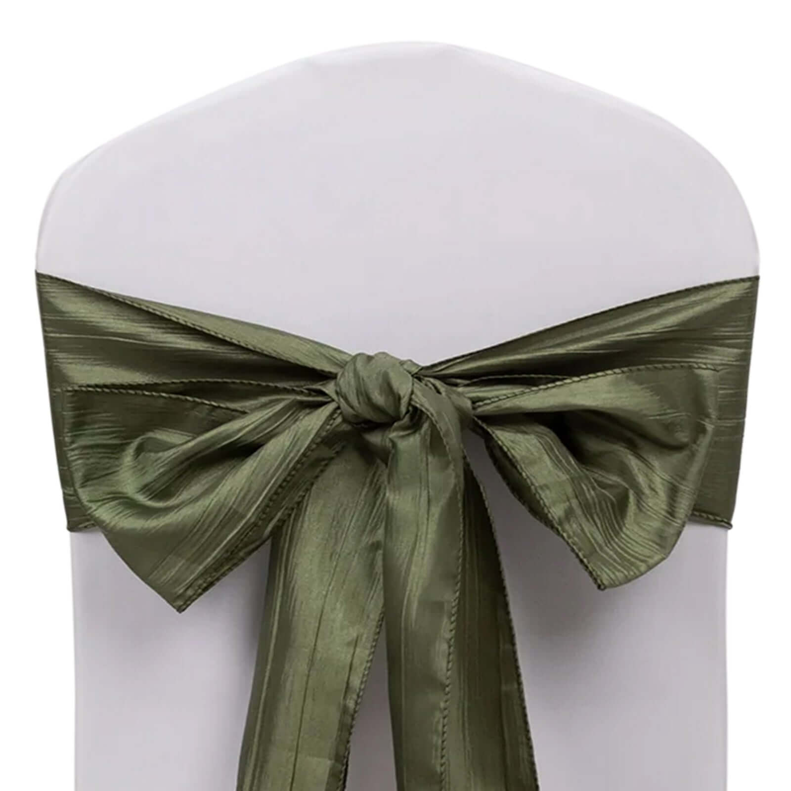 5 Pack Taffeta 6"x106" Chair Sashes Dusty Sage Green Accordion Crinkle Texture - Stylish Decor for Weddings & Gatherings - Bell Racket Store