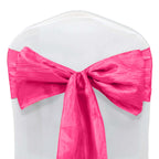 5 Pack Taffeta 6"x106" Chair Sashes Fuchsia Accordion Crinkle Texture - Stylish Decor for Weddings & Gatherings