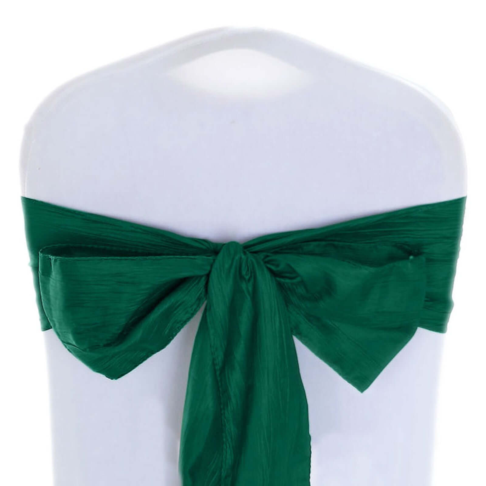 5 Pack Taffeta 6"x106" Chair Sashes Hunter Emerald Green Accordion Crinkle Texture - Stylish Decor for Weddings & Gatherings - Bell Racket Store