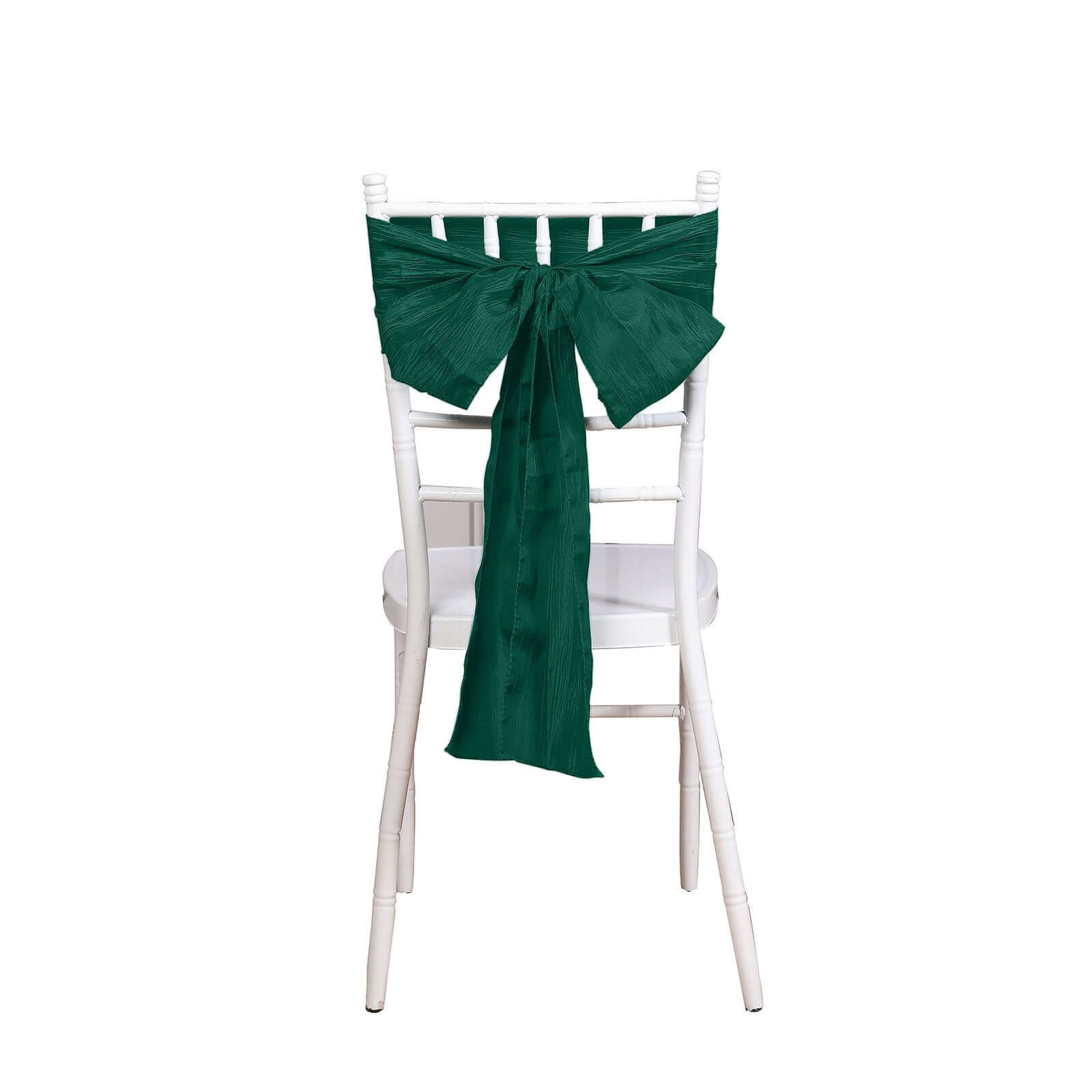5 Pack Taffeta 6"x106" Chair Sashes Hunter Emerald Green Accordion Crinkle Texture - Stylish Decor for Weddings & Gatherings - Bell Racket Store