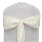 5 Pack Taffeta 6"x106" Chair Sashes Ivory Accordion Crinkle Texture - Stylish Decor for Weddings & Gatherings