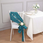 5 Pack Taffeta 6"x106" Chair Sashes Teal Accordion Crinkle Texture - Stylish Decor for Weddings & Gatherings - Bell Racket Store