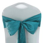 5 Pack Taffeta 6"x106" Chair Sashes Teal Accordion Crinkle Texture - Stylish Decor for Weddings & Gatherings - Bell Racket Store