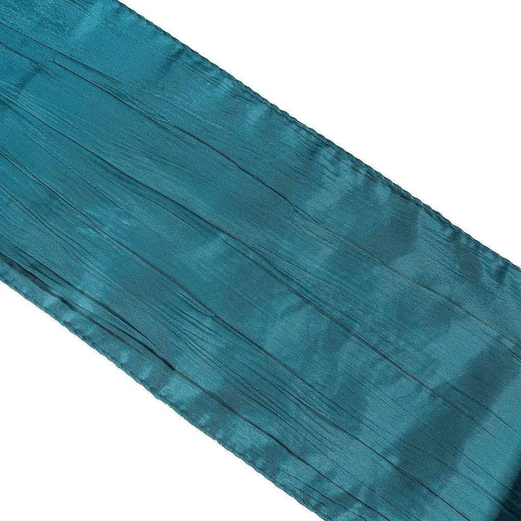 5 Pack Taffeta 6"x106" Chair Sashes Teal Accordion Crinkle Texture - Stylish Decor for Weddings & Gatherings - Bell Racket Store