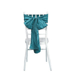 5 Pack Taffeta 6"x106" Chair Sashes Teal Accordion Crinkle Texture - Stylish Decor for Weddings & Gatherings - Bell Racket Store