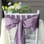 5 Pack Taffeta 6"x106" Chair Sashes Violet Amethyst Accordion Crinkle Texture - Stylish Decor for Weddings & Gatherings - Bell Racket Store