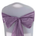 5 Pack Taffeta 6"x106" Chair Sashes Violet Amethyst Accordion Crinkle Texture - Stylish Decor for Weddings & Gatherings - Bell Racket Store