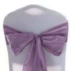 5 Pack Taffeta 6"x106" Chair Sashes Violet Amethyst Accordion Crinkle Texture - Stylish Decor for Weddings & Gatherings - Bell Racket Store