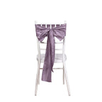 5 Pack Taffeta 6"x106" Chair Sashes Violet Amethyst Accordion Crinkle Texture - Stylish Decor for Weddings & Gatherings - Bell Racket Store