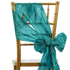 5 Pack Taffeta Chair Sashes Turquoise Pintuck Pattern with Smooth Metallic Finish 7"x106" - Bell Racket Store