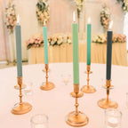 5 - Pack Taper Candles Ribbed Wick Ribbon Wax Design Assorted Green - Premium Unscented Dinner Candles 9" - Bell Racket Store