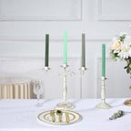 5 - Pack Taper Candles Ribbed Wick Ribbon Wax Design Assorted Green - Premium Unscented Dinner Candles 9" - Bell Racket Store