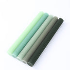 5 - Pack Taper Candles Ribbed Wick Ribbon Wax Design Assorted Sage Green - Premium Unscented Dinner Candles 9" - Bell Racket Store