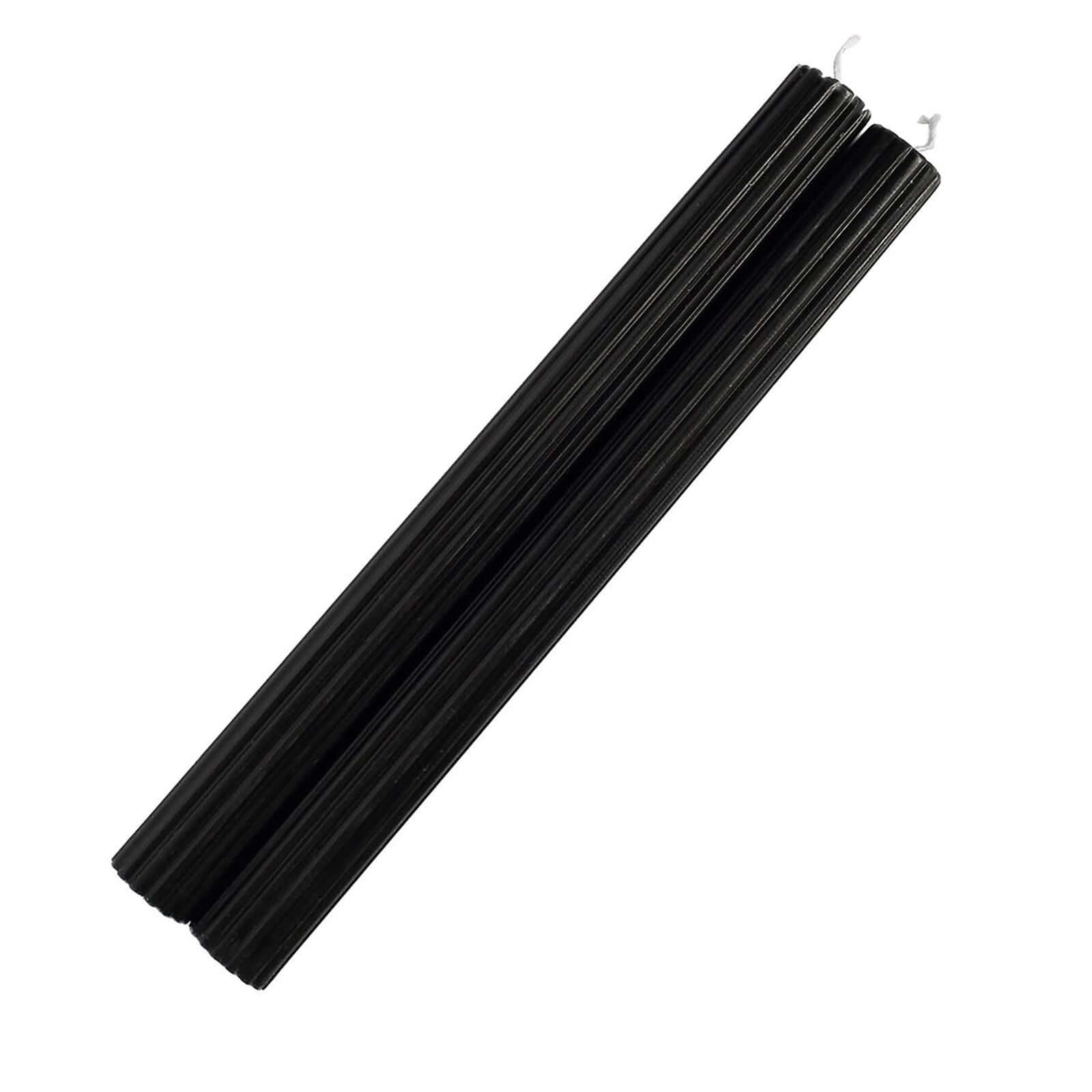 5 - Pack Taper Candles Ribbed Wick Ribbon Wax Design Black - Premium Unscented Dinner Candles 9" - Bell Racket Store
