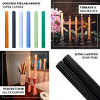 5 - Pack Taper Candles Ribbed Wick Ribbon Wax Design Black - Premium Unscented Dinner Candles 9" - Bell Racket Store