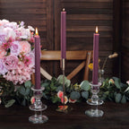 5 - Pack Taper Candles Ribbed Wick Ribbon Wax Design Cinnamon Rose - Premium Unscented Dinner Candles 9" - Bell Racket Store