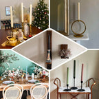 5 - Pack Taper Candles Ribbed Wick Ribbon Wax Design Hunter Emerald Green - Premium Unscented Dinner Candles 9" - Bell Racket Store