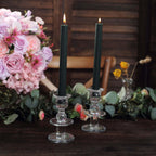 5 - Pack Taper Candles Ribbed Wick Ribbon Wax Design Hunter Emerald Green - Premium Unscented Dinner Candles 9" - Bell Racket Store