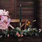 5 - Pack Taper Candles Ribbed Wick Ribbon Wax Design Hunter Emerald Green - Premium Unscented Dinner Candles 9" - Bell Racket Store