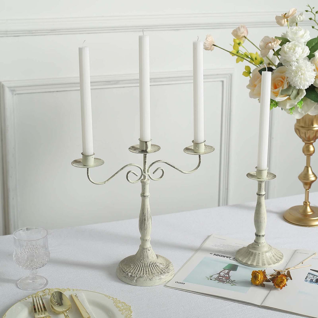 5 - Pack Taper Candles Ribbed Wick Ribbon Wax Design White - Premium Unscented Dinner Candles 9" - Bell Racket Store