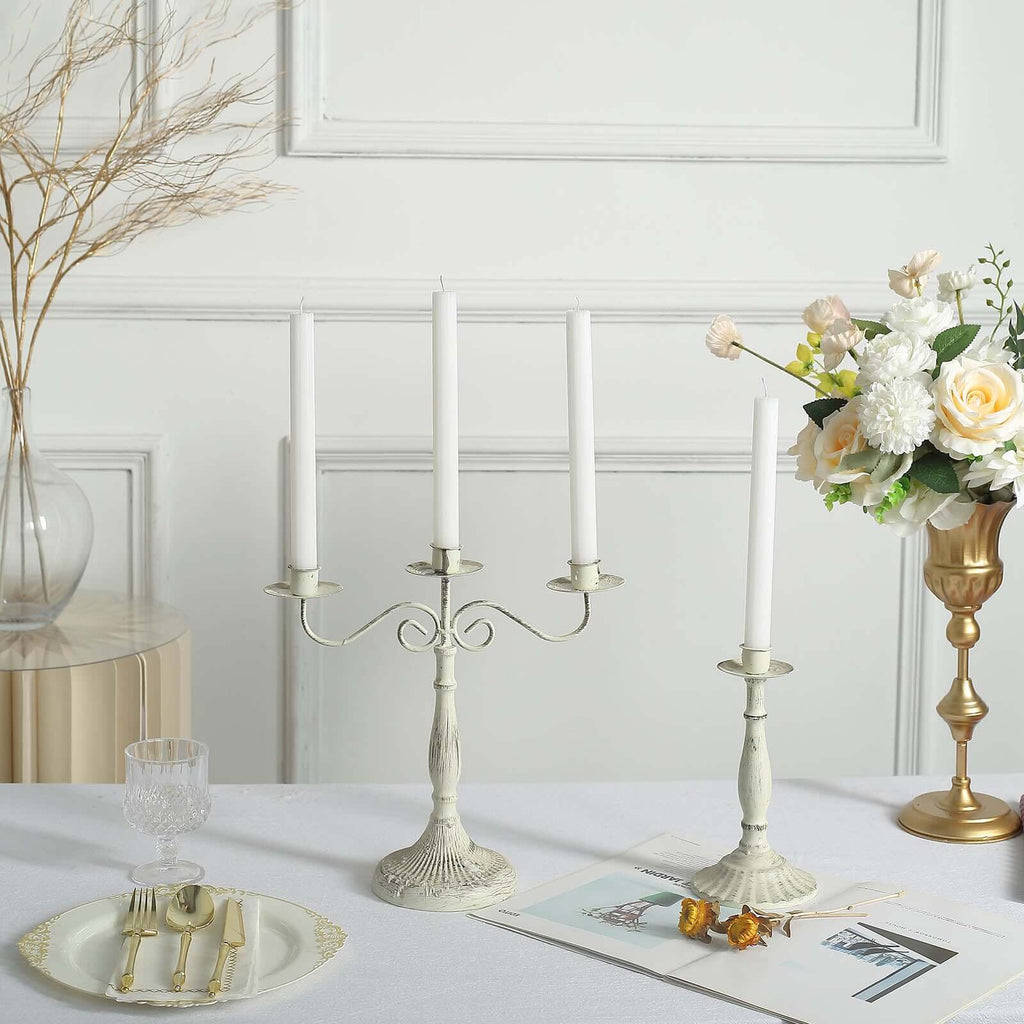 5 - Pack Taper Candles Ribbed Wick Ribbon Wax Design White - Premium Unscented Dinner Candles 9" - Bell Racket Store