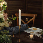 5 - Pack Taper Candles Ribbed Wick Ribbon Wax Design White - Premium Unscented Dinner Candles 9" - Bell Racket Store