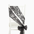 5 Pack Tulle Chair Sashes with Leaf Vine Embroidered Sequins Black 6"x88" - Bell Racket Store