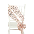 5 Pack Tulle Chair Sashes with Leaf Vine Embroidered Sequins Rose Gold 6"x88" - Bell Racket Store