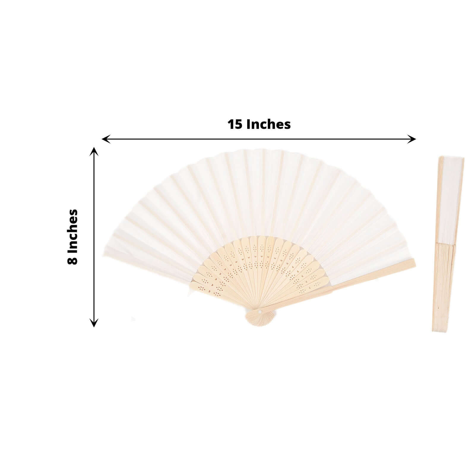 5 Pack White Asian Silk Folding Fans Party Favors, Oriental Folding Fan Favors - Bell Racket Store